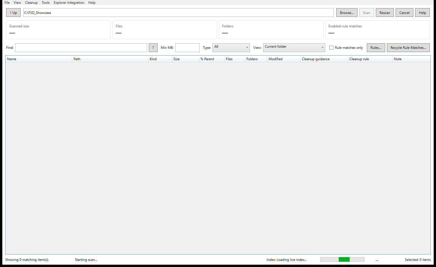 Folder Space Detective results with Cleanup Guidance