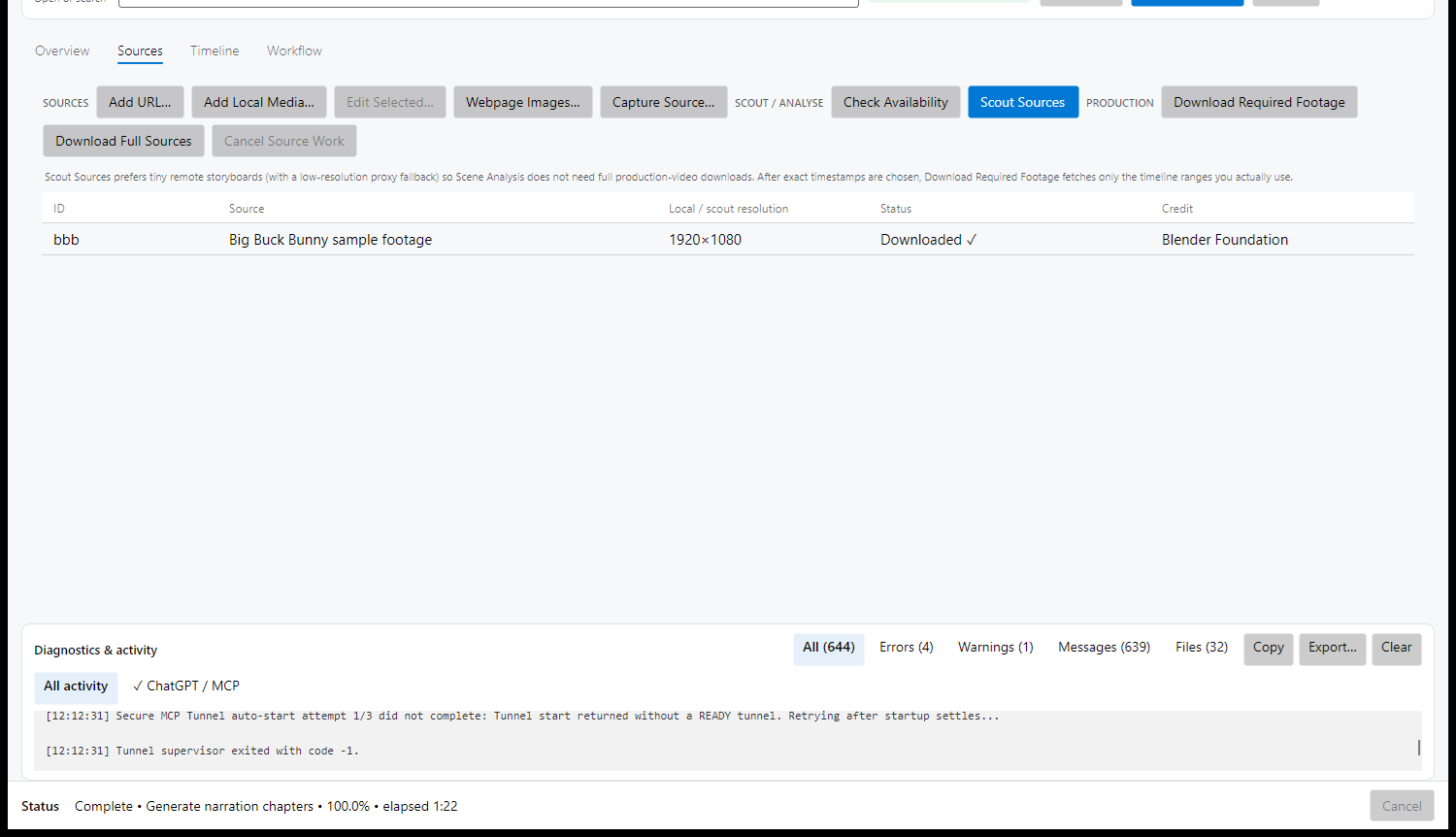 Real FT Video Studio Sources interface showing source and analysis controls